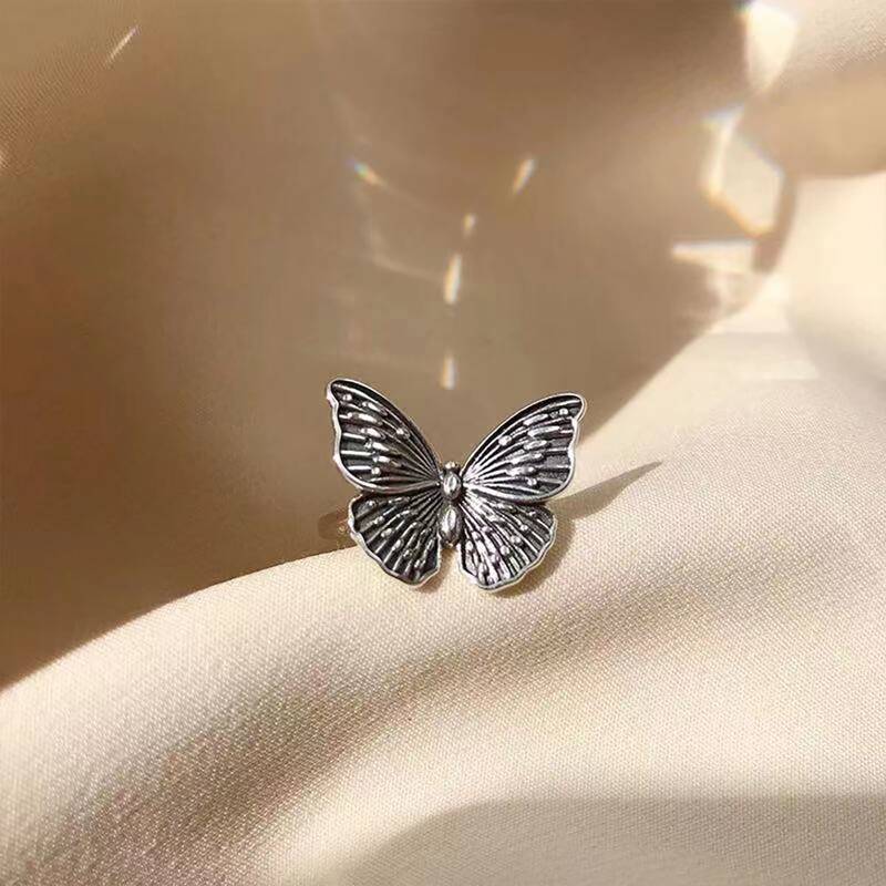 

Butterfly Decor Cuff Ring, Silver