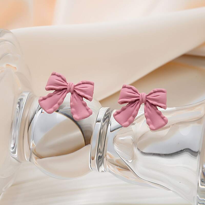 

Bow Stud Earrings, Pink