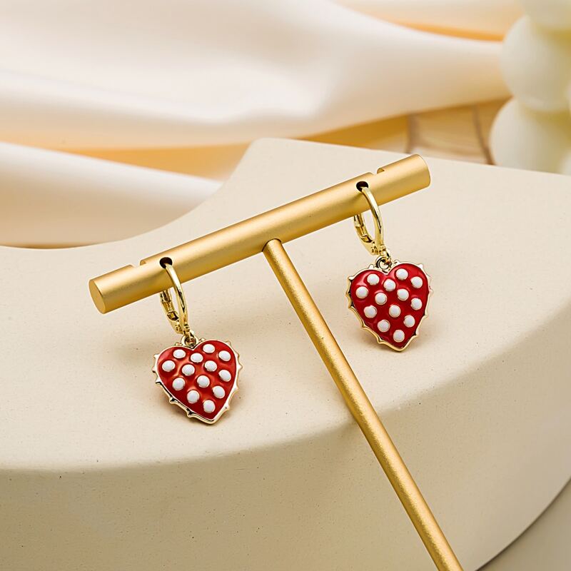 

Heart Drop Earrings, Red