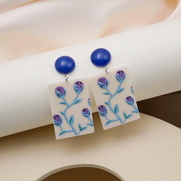 

Floral Print Drop Earrings, Multicolor