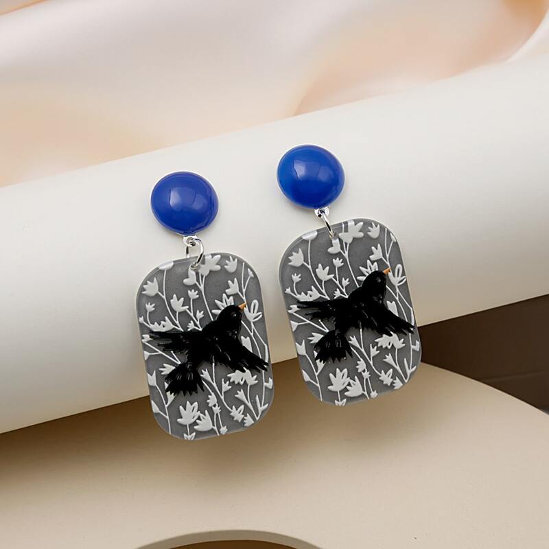 

Bird Graphic Drop Earrings, Multicolor
