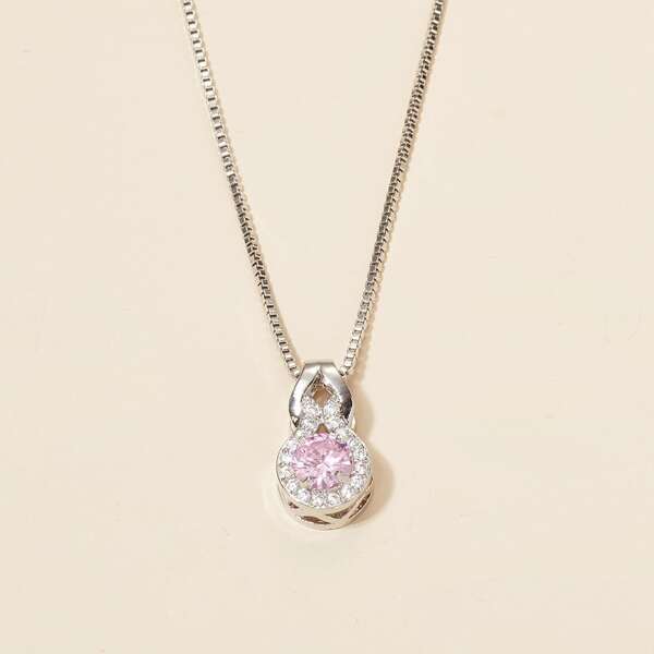 

Zircon Pendant Necklace, Silver