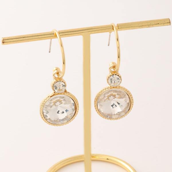 

Round Rhinestone Decor Drop Earrings, Clear