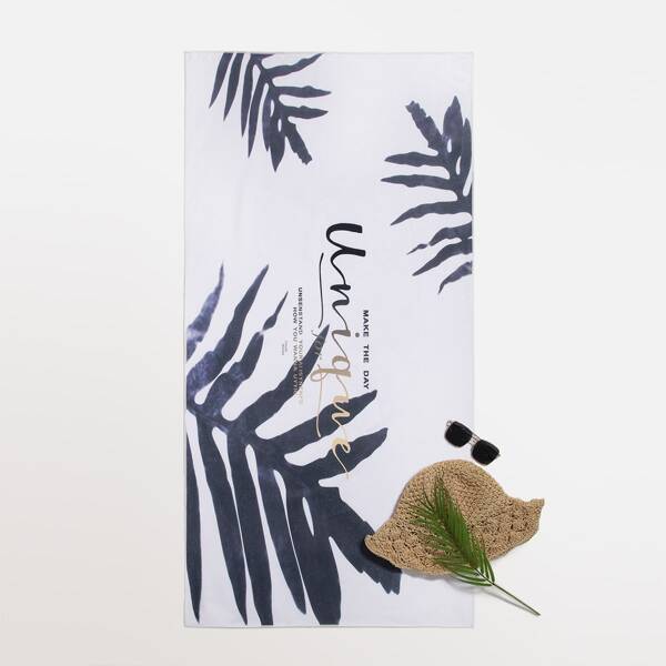 

Plant & Letter Graphic Beach Blanket, Multicolor