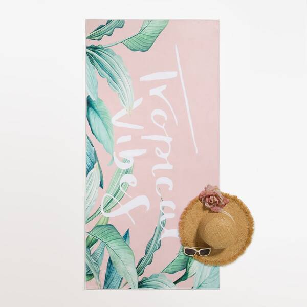 

Plant & Letter Graphic Beach Blanket, Multicolor