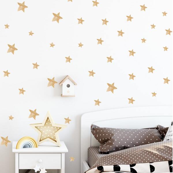 

1sheet Star Print Wall Sticker, Khaki