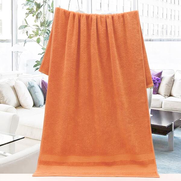 

1pc Plain Bath Towel, Orange