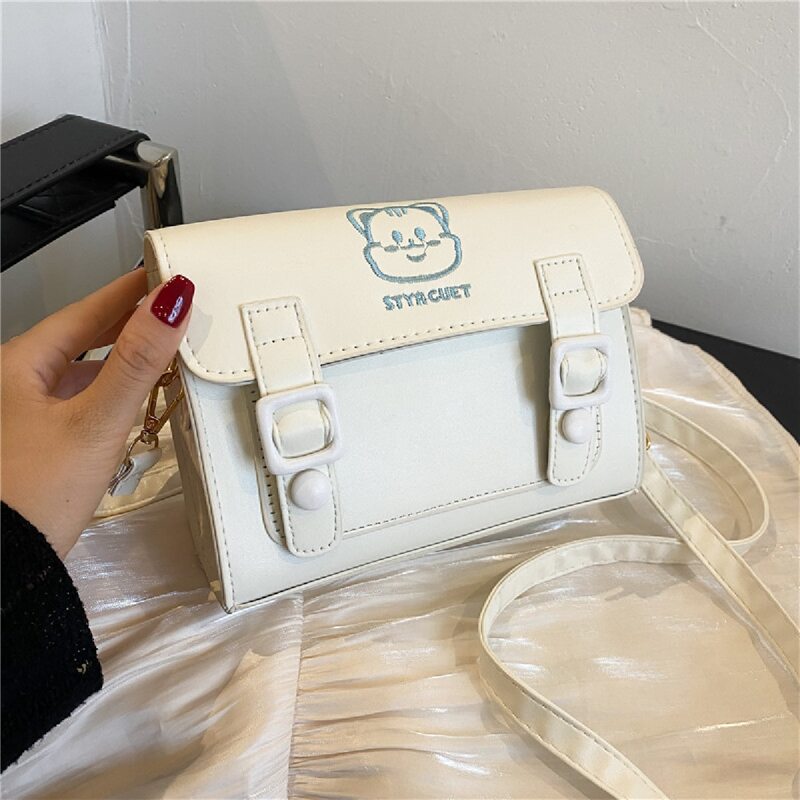 

Double Buckle Flap Crossbody Bag, White