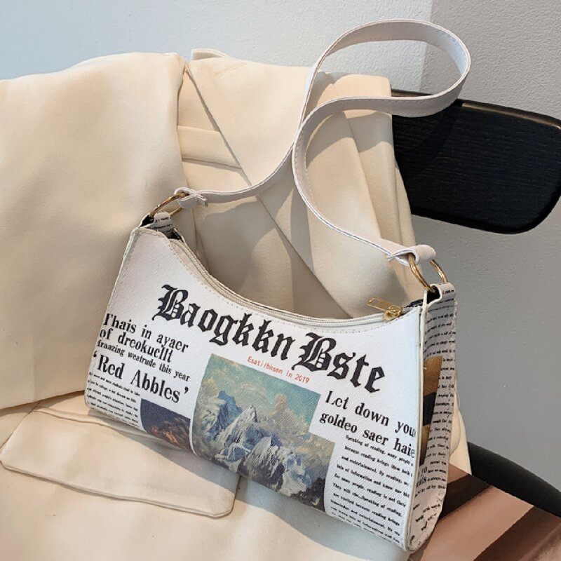 

Letter Graphic Baguette Bag, White