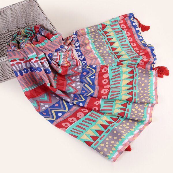 

Geometric Print Scarf, Multicolor