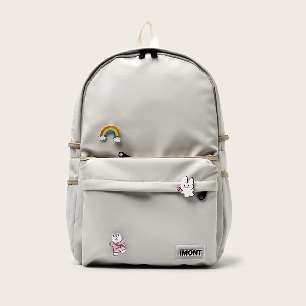

Cartoon Decor Large Capacity Backpack, Beige
