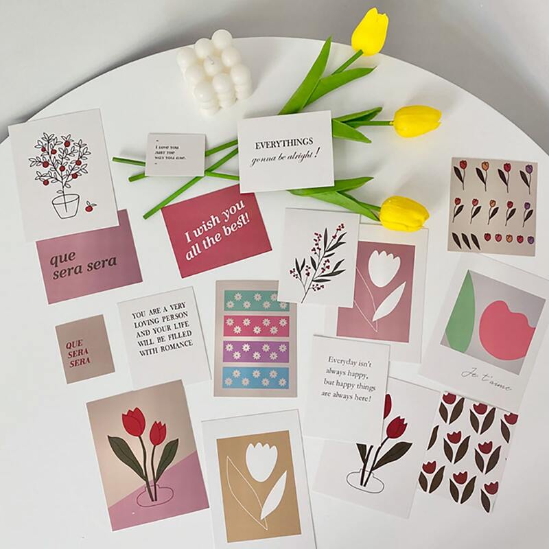 

17pcs Flower Print Decorative Card, Multicolor