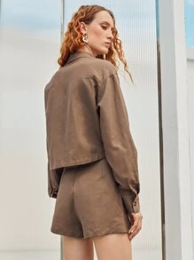 SHEIN Flap Detail Crop Shirt