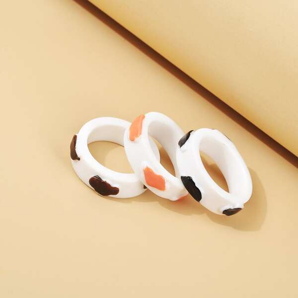 

3pcs Two Tone Ring, Multicolor