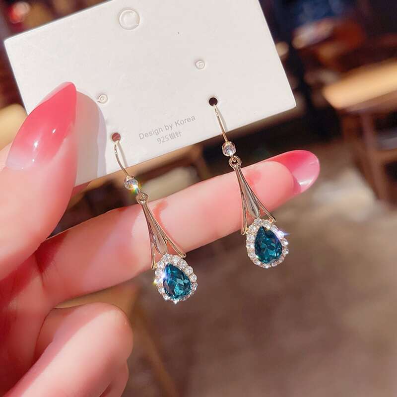 

Rhinestone Drop Earrings, Gold