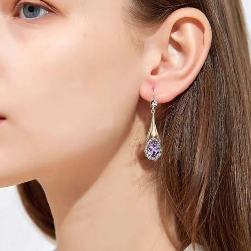 

Rhinestone Drop Earrings, Gold