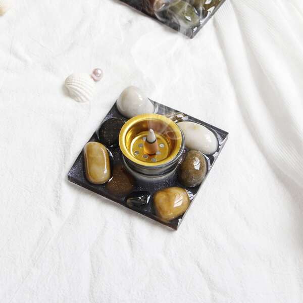 

1pc Cobblestone Incense Burner, Black