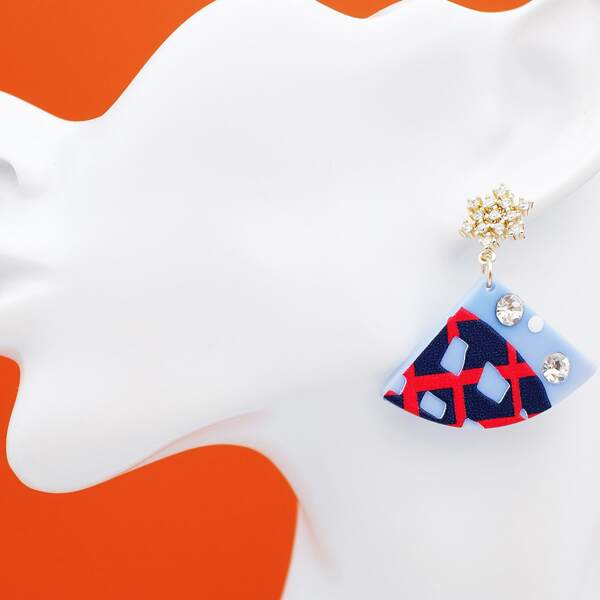 

Rhinestone Detail Sector Drop Earrings, Multicolor