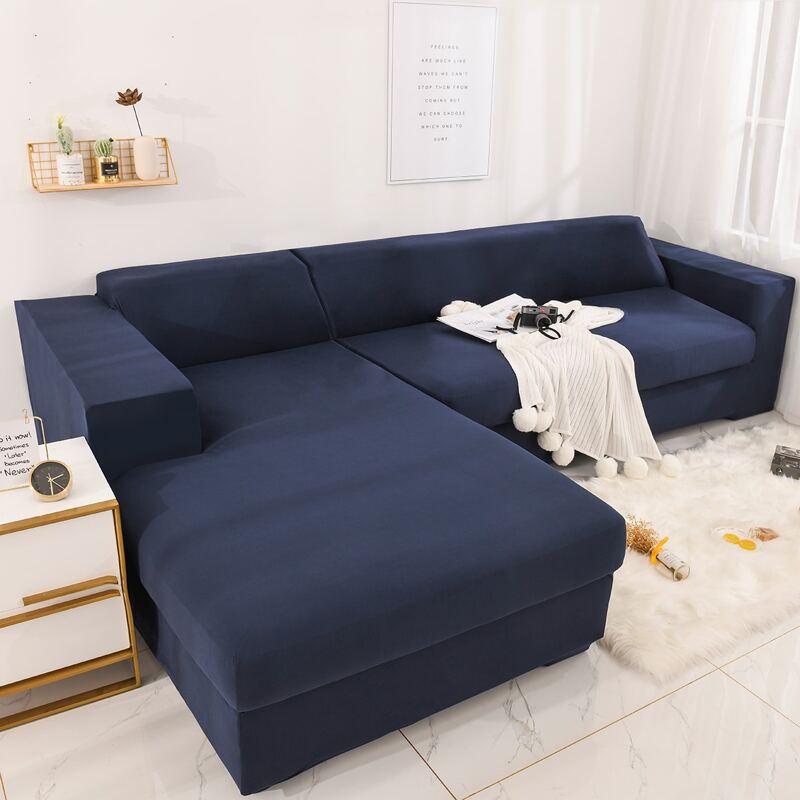 

Solid Color Stretchy Sofa Cover, Navy blue