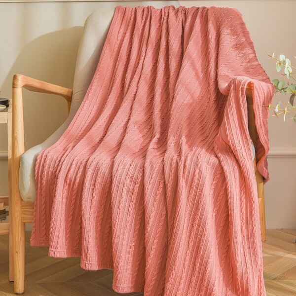 

Solid Color Knitted Throw, Coral pink