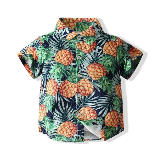 

Toddler Boys Pineapple And Tropical Print Shirt, Multicolor