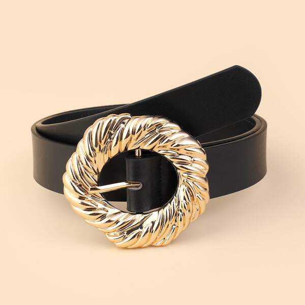 

Oval Buckle Belt With Hole Punch, Black
