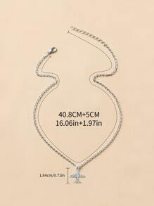 水鑽飛機吊墜項鍊 - 銀色 - 查看 2