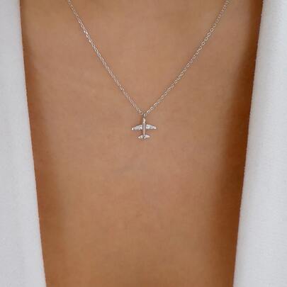 水鑽飛機吊墜項鍊