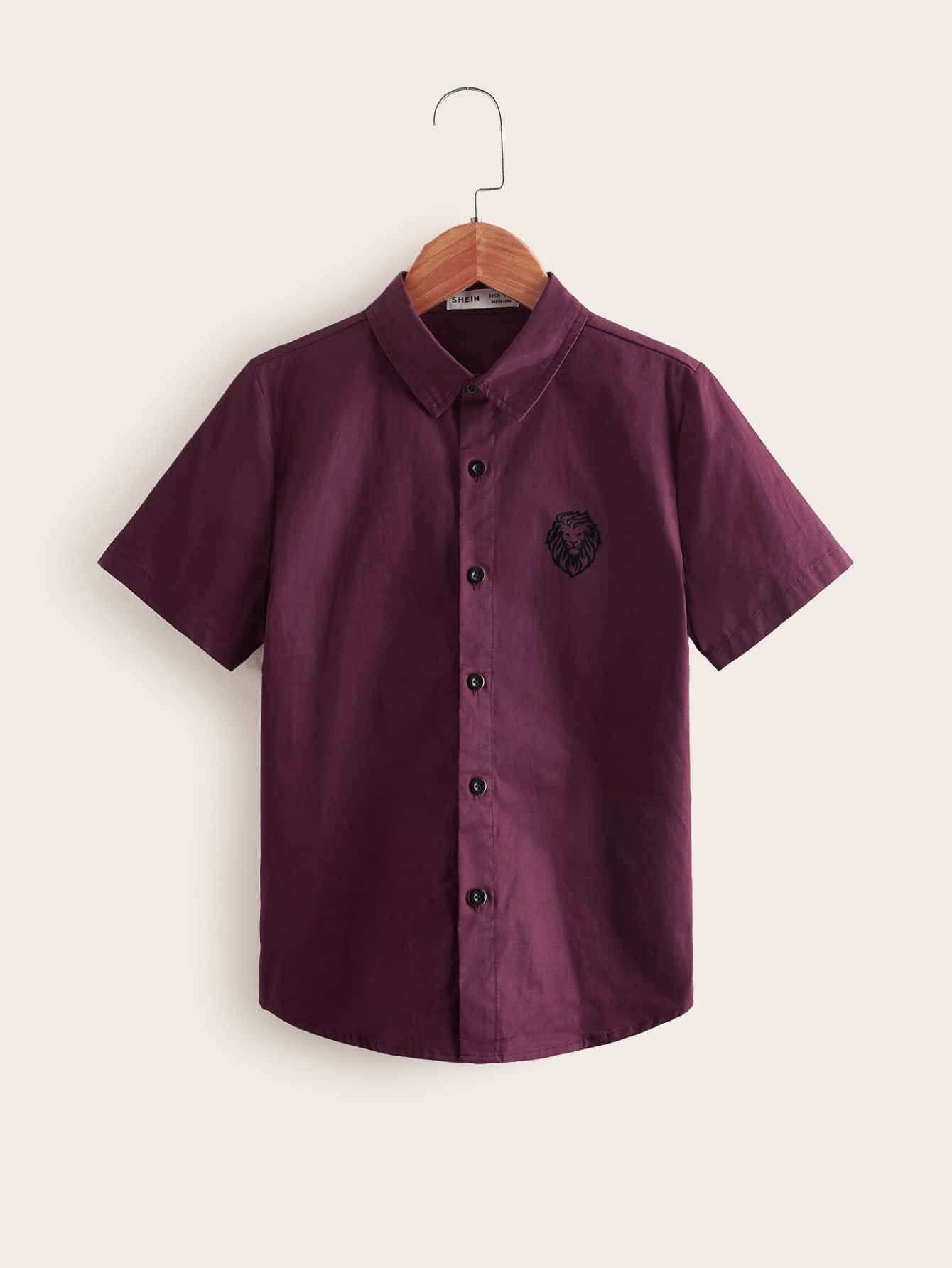 SHEIN Boys Lion Print Shirt - Purple - View 1