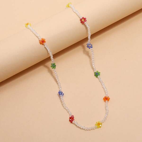 

1pc Beaded Necklace, Multicolor