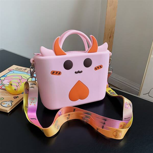 

Cartoon Design Ombre Satchel Bag, Pink