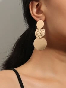 Disc Drop Earrings - Yellow Gold - View 1