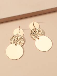 Disc Drop Earrings - Yellow Gold - View 2