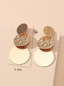 Disc Drop Earrings - Yellow Gold - View 3