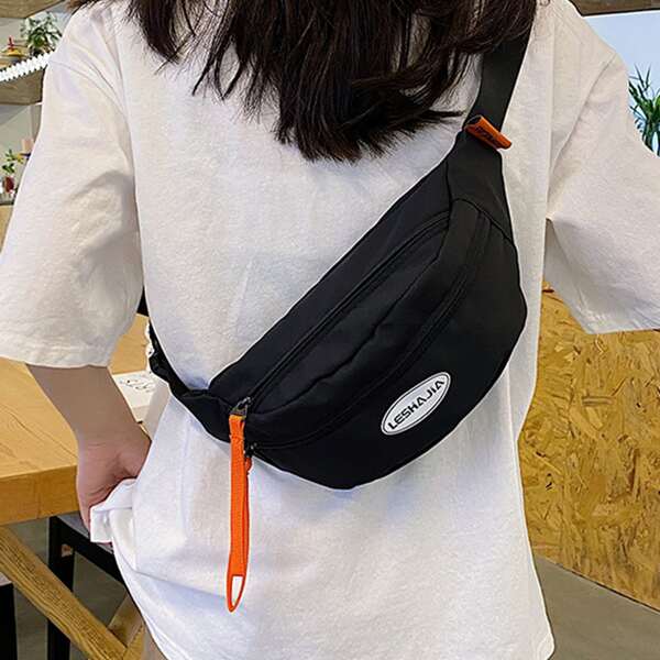 

Letter Graphic Fanny Pack, Black