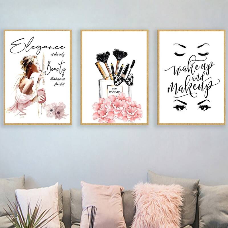 

3pcs Slogan Graphic Unframed Painting, Multicolor
