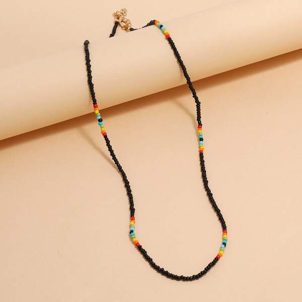 

Color Block Beaded Necklace, Multicolor
