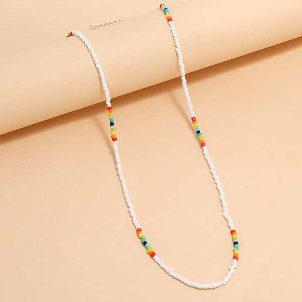 

Color Block Beaded Necklace, Multicolor