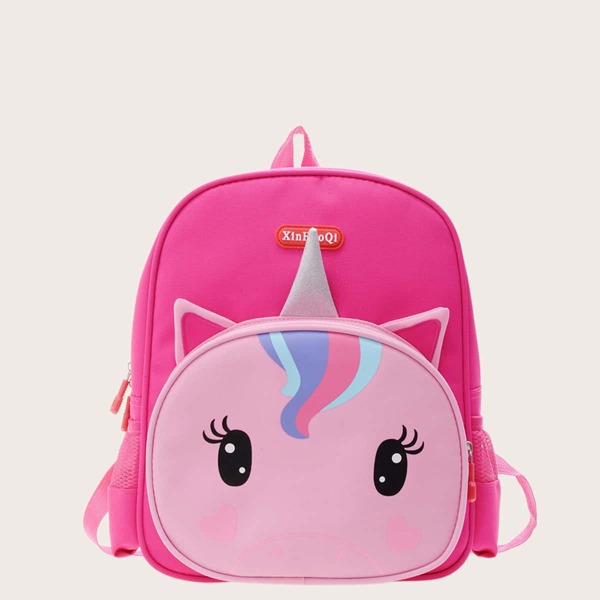 

Girls Cartoon Unicorn Graphic Backpack, Hot pink