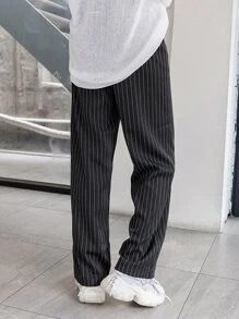 DAZY Quần Nút Túi Sọc Giải trí - màu đen - Xem 2