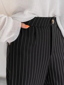 DAZY Quần Nút Túi Sọc Giải trí - màu đen - Xem 3