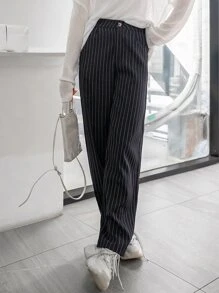 DAZY Quần Nút Túi Sọc Giải trí - màu đen - Xem 7