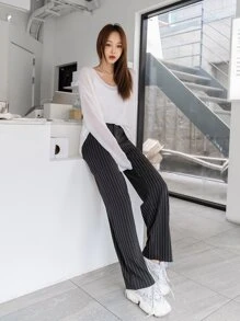 DAZY Quần Nút Túi Sọc Giải trí - màu đen - Xem 8