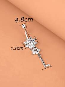 Đá Chữ Trang Trí Rốn Bụng Nhẫn Unisex Thời Trang Punk Cơ Thể Trang Sức Khuyên - Bạc - Xem 4