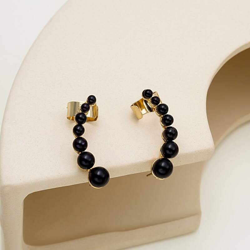 

Ball Decor Ear Cuff, Black