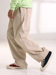 Manfinity Hypemode Men Solid Wide Leg Trousers - Apricot - View 3