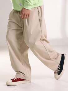 Manfinity Hypemode Men Solid Wide Leg Trousers - Apricot - View 4