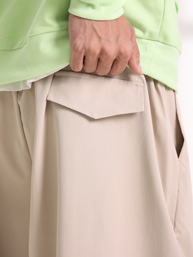 Manfinity Hypemode Loose-Fit Men's Solid Color Wide-Leg Pants - Apricot - View 6