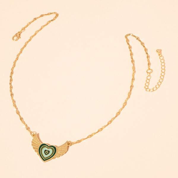 

Heart Charm Necklace, Multicolor