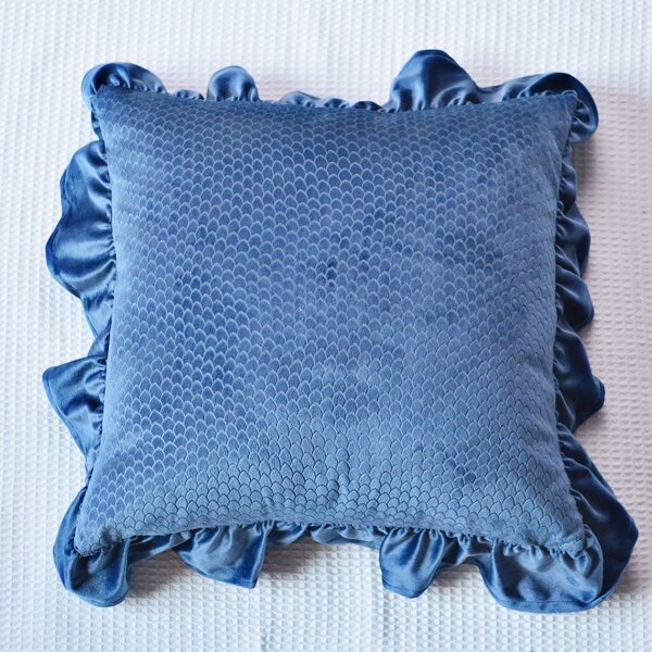

Ruffle Cushion Cover Without Filler, Blue